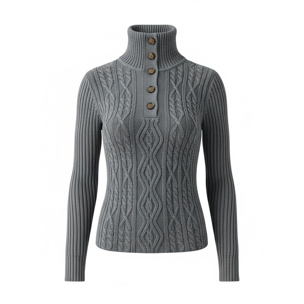 Tommy Hilfiger Women Gray Long Sleeve Cable Knit Sweater Size S/P